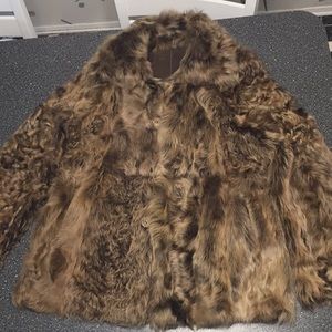 REAL Lambskin Fur Reversible Winter Jacket Size 14